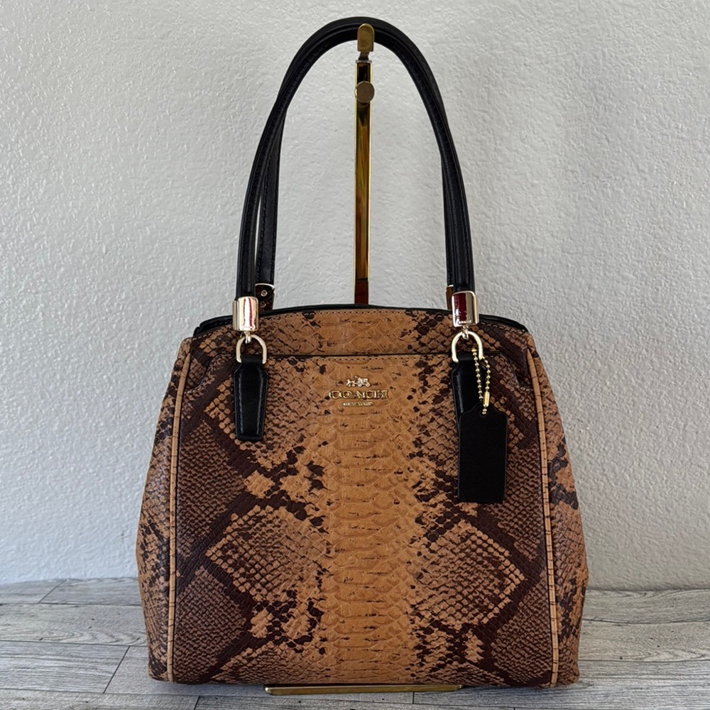 Coach Minetta Python Embossed Leather Crossbody B… - image 2